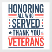 感謝の日に仕えたすべての名誉退役軍人 ウィンドウサイン (シート)