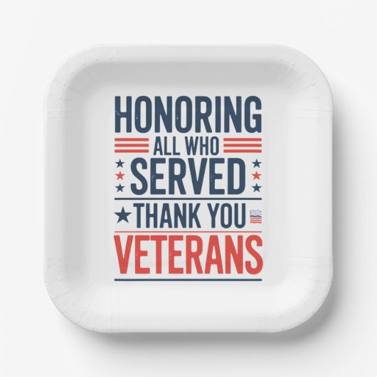 感謝の日に仕えたすべての名誉退役軍人 ペーパープレート (正面)