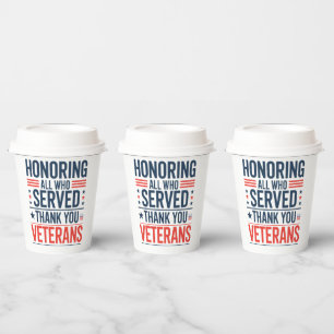 感謝の日に仕えたすべての名誉退役軍人 紙コップ