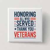 感謝の日に仕えたすべての名誉退役軍人 缶バッジ (正面)