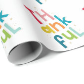 感謝の明モダンるいカラフルタイポグラフィ ラッピングペーパー (ロールコーナー)