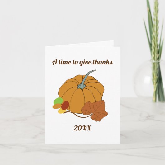 感謝の時 - かぼちゃと葉 カード (正面)