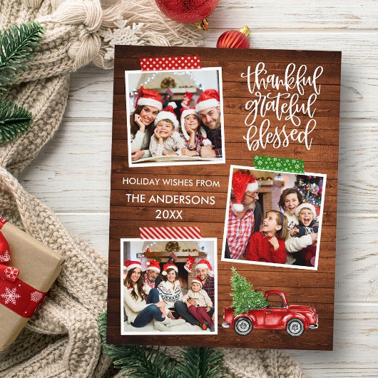 感謝の木のトラック賛美のテープホリデー ポストカード