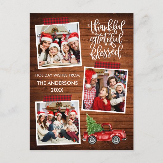 感謝の木賛美車の格子状テープ ポストカード (正面)