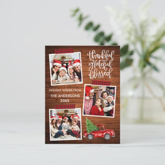 感謝の木賛美車の格子状テープ ポストカード (スタンド正面)