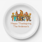 感謝の格言秋感謝祭秋カボチャ ペーパープレート (正面)