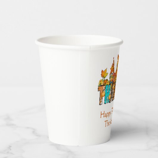 感謝の格言秋感謝祭秋カボチャ 紙コップ (右)