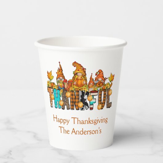 感謝の格言秋感謝祭秋カボチャ 紙コップ (正面)
