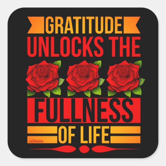 感謝の気持ちが人生の充足を解インスパイアき放つ スクエアシール (正面)