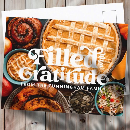 感謝の気持ちでいっぱいだ幸せな感謝祭 シーズンポストカード