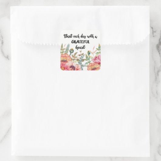 感謝の気持ちで一日をスタートするハート スクエアシール (バッグ)