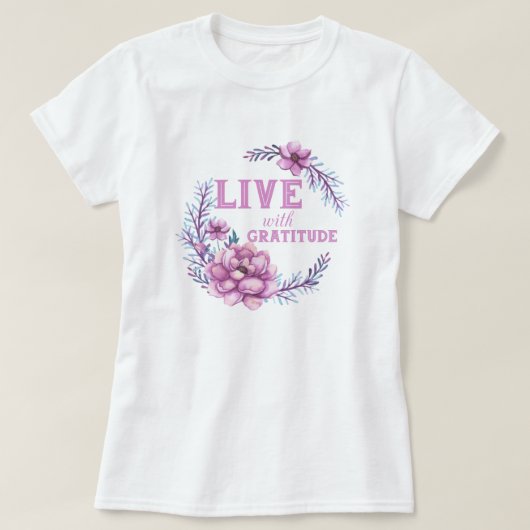 感謝の気持ちで暮らす Tシャツ (デザイン正面)