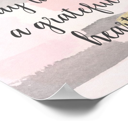 感謝の気持ちで毎日を始めるハート引用文 ポスター (角)