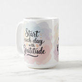 感謝の気持ちで毎日を始める15 Ozコーヒーマグ コーヒーマグカップ (正面左)