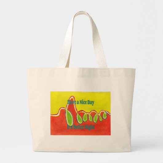 感謝の気持ちで素敵な日と良い夜を過ごす ラージトートバッグ (正面)