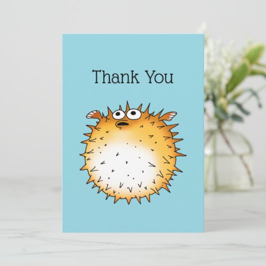 感謝の気持ちで膨らまおもしろいす(フグ) サンキューカード (スタンド正面)