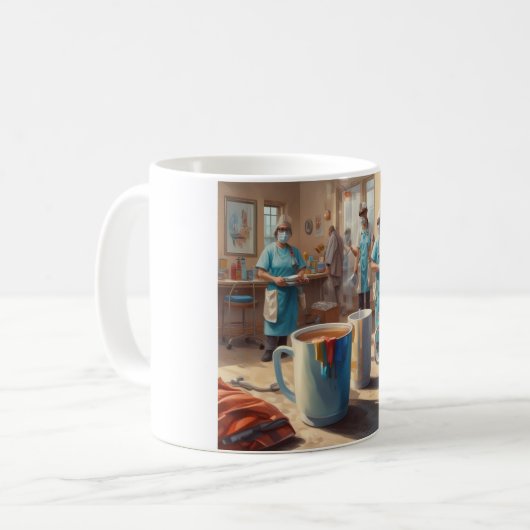 感謝の気持ちで飲む：病院のヒーロー割引マグカップ コーヒーマグカップ (正面左)