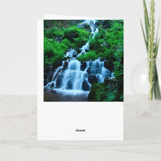 感謝の気持ちに満ちた平和を祈る美しい滝の森 サンキューカード (裏面)