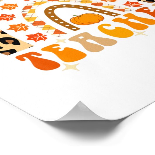 感謝の気持ちのある先生レインボーヒョウ ポスター (角)