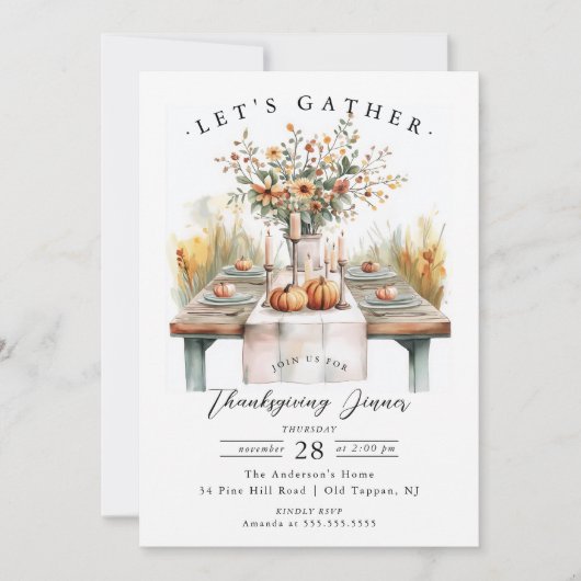 感謝の気持ちのいい食卓ディナー 招待状 (正面)