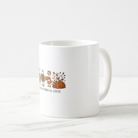 感謝の気持ちのいい鵞鳥の幸せな感謝祭 コーヒーマグカップ (正面右)