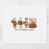 感謝の気持ちのいい鵞鳥の幸せな感謝祭 スパークリングワインラベル (シングルラベル)