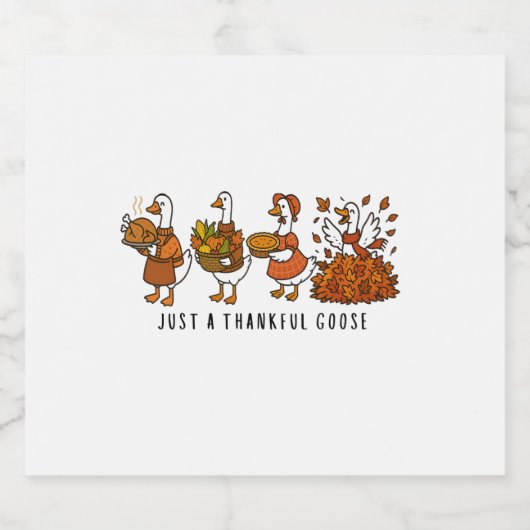 感謝の気持ちのいい鵞鳥の幸せな感謝祭 スパークリングワインラベル (シングルラベル)