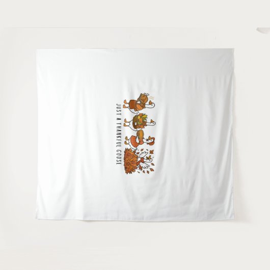 感謝の気持ちのいい鵞鳥の幸せな感謝祭 タペストリー (正面(横))