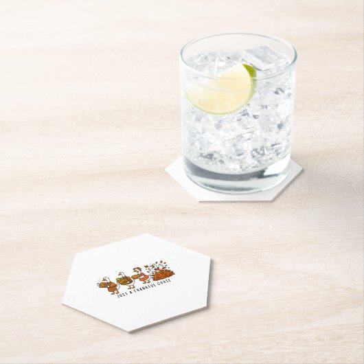 感謝の気持ちのいい鵞鳥の幸せな感謝祭 ペーパーコースター (インサイチュ)