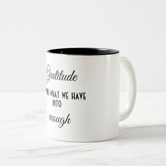 感謝の気持ちは、あなたの持っているものが十分である時である – ツートーンマグカップ (正面右)
