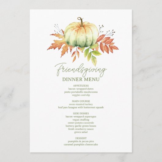 感謝の気持ちよ賛美りミニマリストの友情 メニュー (正面)