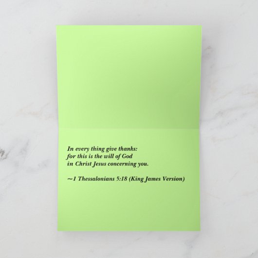 感謝の気持ちをいつも持ちなさい 1 テサロニケ 5:18 シーズンカード (内部)