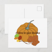 感謝の気持ちを伝えるためのカボチャと葉のポストカード ポストカード (正面/裏面)