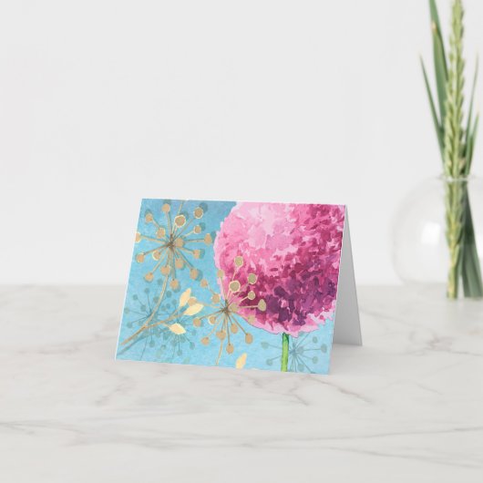 感謝の気持ちを伝えるアリウムの水彩画 サンキューカード (正面)