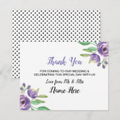 感謝の気持ちを伝えるウェディングカード 紫の花 フラワーリーフ サンキューカード (正面/裏面)