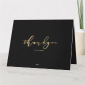 感謝の気持ちを伝えるエレガントなブラックゴールドの手書きスクリプト サンキューカード (裏面)