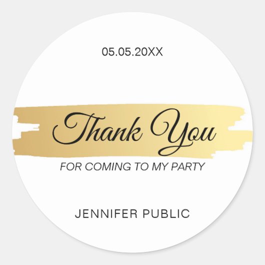 感謝の気持ちを伝えるエレガントな手書きゴールドテンプレート ラウンドシール (正面)