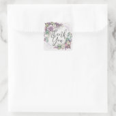 感謝の気持ちを伝えるエレガントな水彩フラワーガーランド スクエアシール (バッグ)