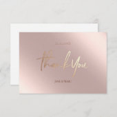 感謝の気持ちを伝えるスモールカード ロゼゴールド ピンク サンキューカード (正面/裏面)