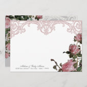 感謝の気持ちを伝えるフラットカード - トレリス ローズ ヴィンテージ サンキューカード (正面/裏面)