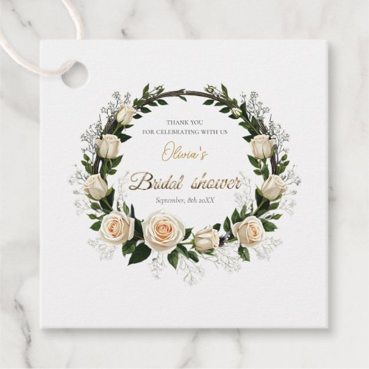 感謝の気持ちを伝えるホワイトローズ＆スターチス ファボリ フェイバータグ (正面)