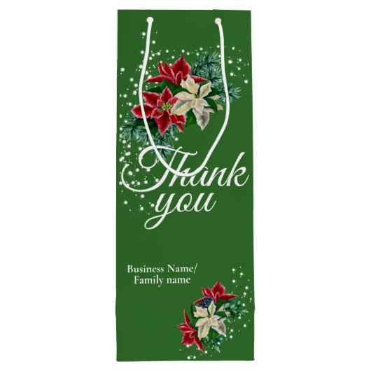 感謝の気持ちを伝えるポインセチアの花束ギフトバッグ ワインギフトバッグ (裏面)