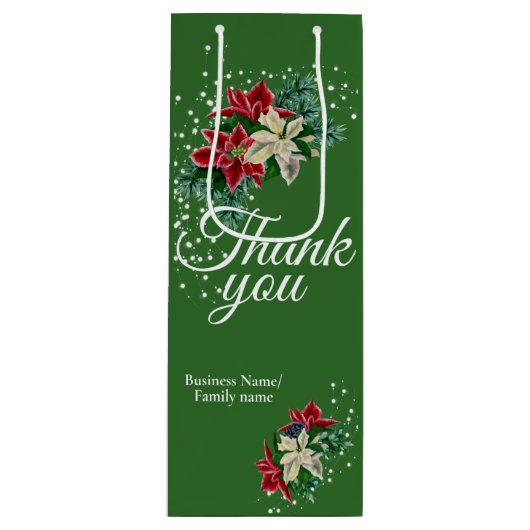 感謝の気持ちを伝えるポインセチアの花束ギフトバッグ ワインギフトバッグ (正面)