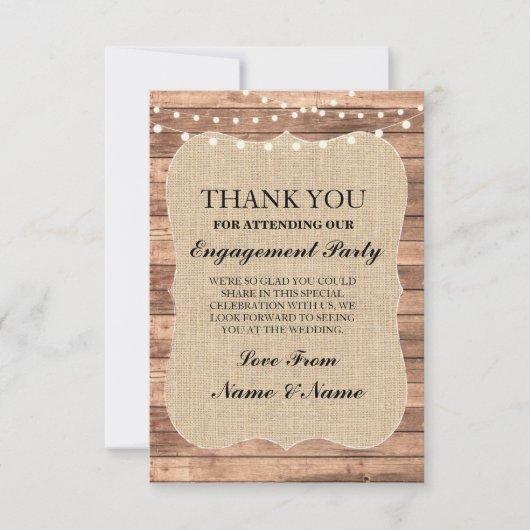 感謝の気持ちを伝えるラスティックカード 木製 バルコニー BBQ ウェディング サンキューカード (正面)