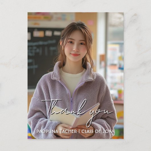 感謝の気持ちを伝える卒業カスタム写真2 ポストカード (正面)