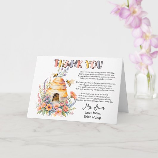 感謝の気持ちを伝える教師へのプレゼント ハニービーの詩 カード (蘭)