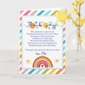 感謝の気持ちを伝える教師への虹の雲の詩 カード (黄色い花)