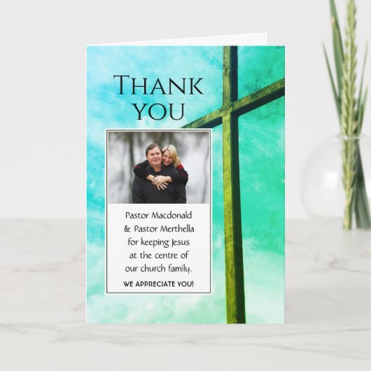 感謝の気持ちを伝える牧師感謝カスタム写真 カード (正面)