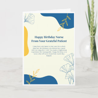 感謝の気持ちを伝える看護師への誕生日カード カード