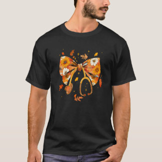 感謝の気持ちを伝える看護師 ステethoscope+コケット+ボウ 看護服 tシャツ
